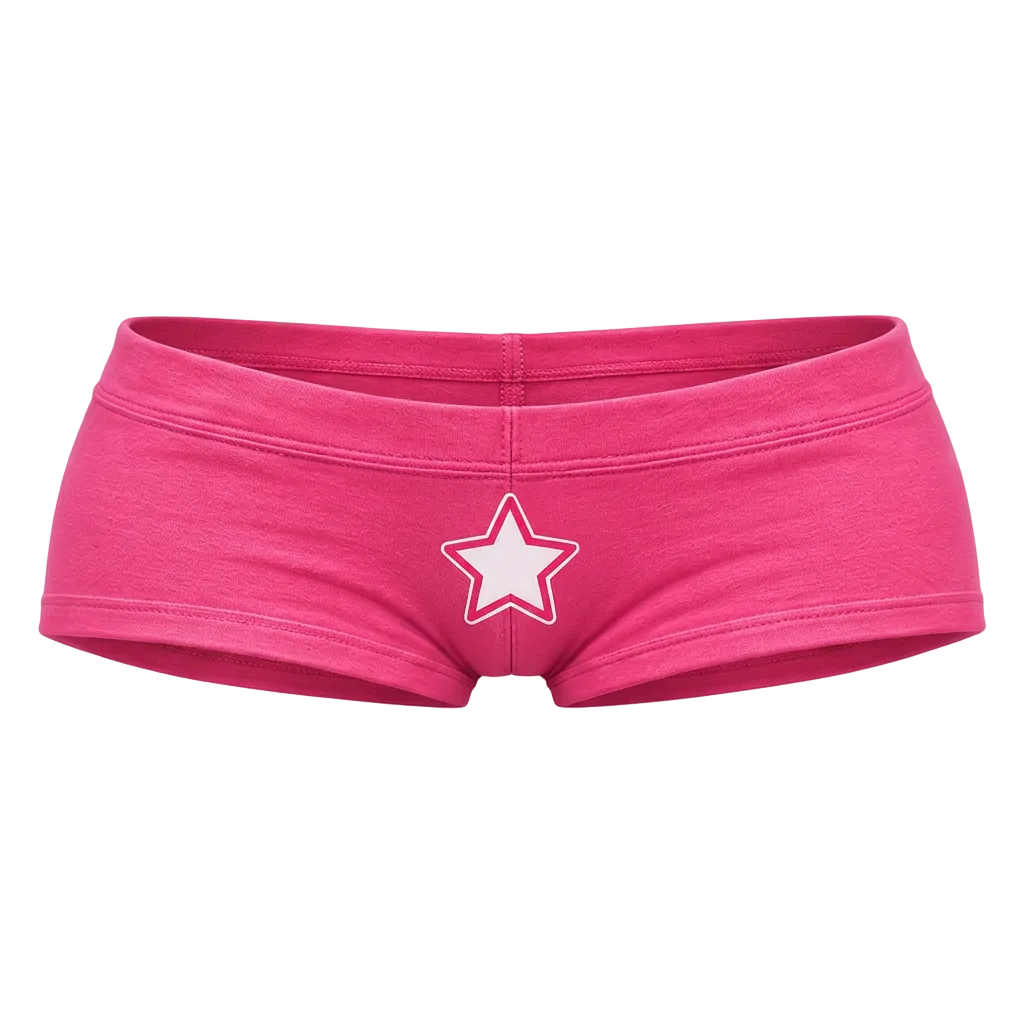 Pink shorts with white star, front view